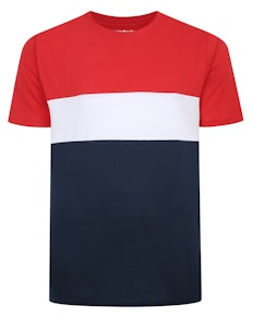 Gestreiftes Cut & Sew-T-Shirt von Bigdude, Rot, groß